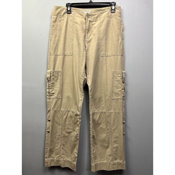 Royal Robbins Cargo Pants Womens 6 Beige Green Roll Tab Hem Pockets Canvas Hike - Picture 1 of 8